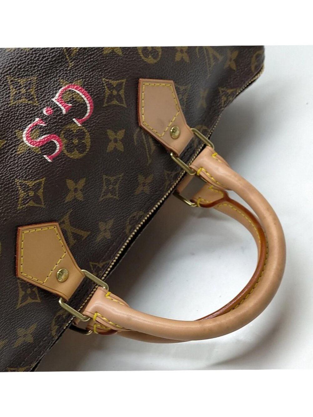 Authentic Louis Vuitton Speedy 35 Monogram Custom Painted Handbag Boston Bag - Picture 6 of 16